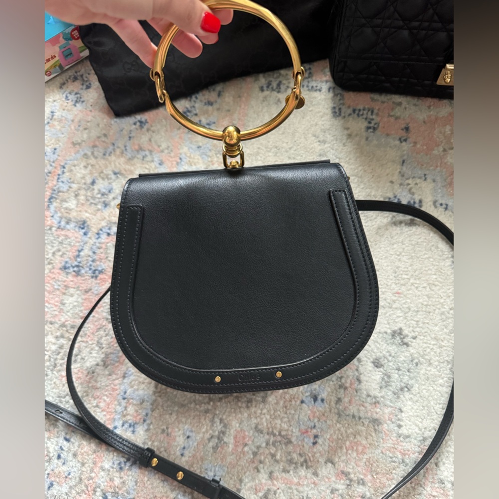 Chloe Nile Crossbody Bag Leather Medium Black